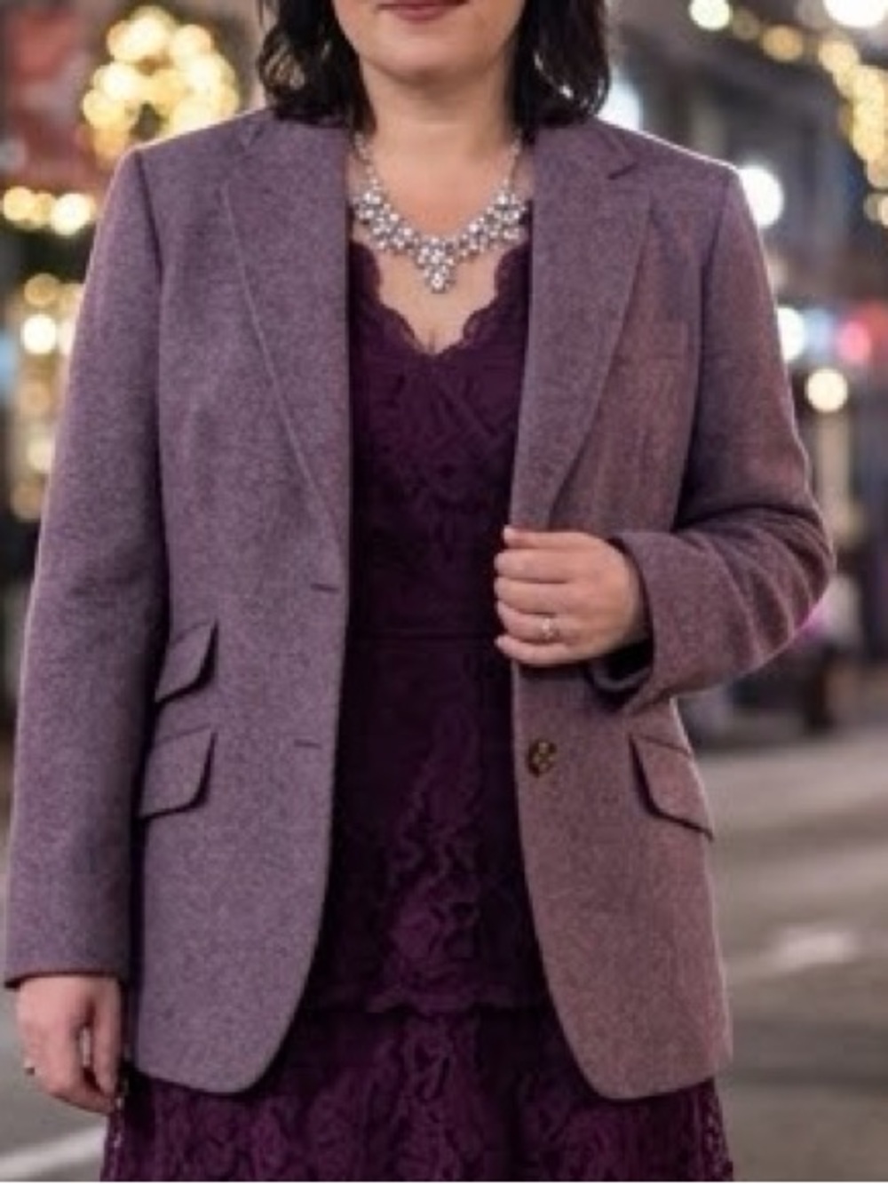 Talbots Petite Tweed Blazer Purple Size 14P Like New